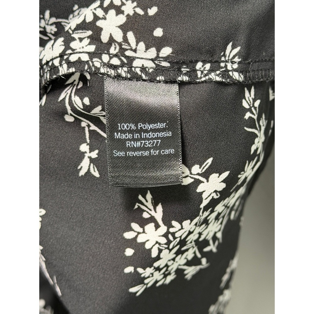 Simply Vera Vera Wang Black White Floral Roll Tab Sleeve Blouse Small - Picture 4 of 7
